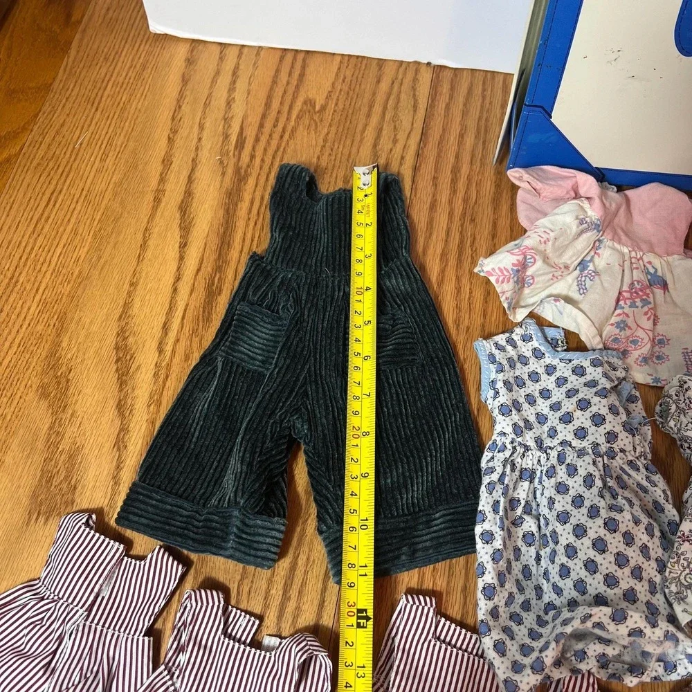 VTG Doll Clothes Lot w/ Blue Carry Case Mixed Doll Outfits Dresses Wardrobe